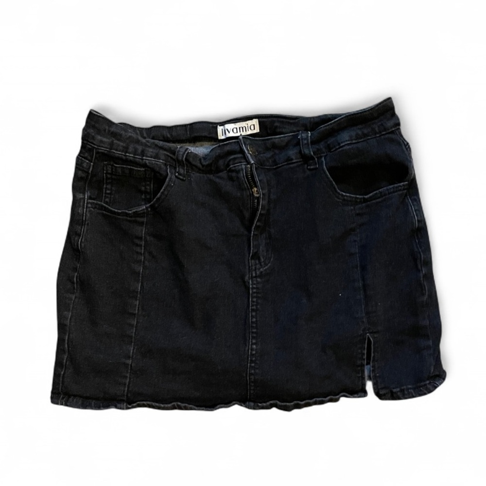 Luvami Black Denim Mini Skort